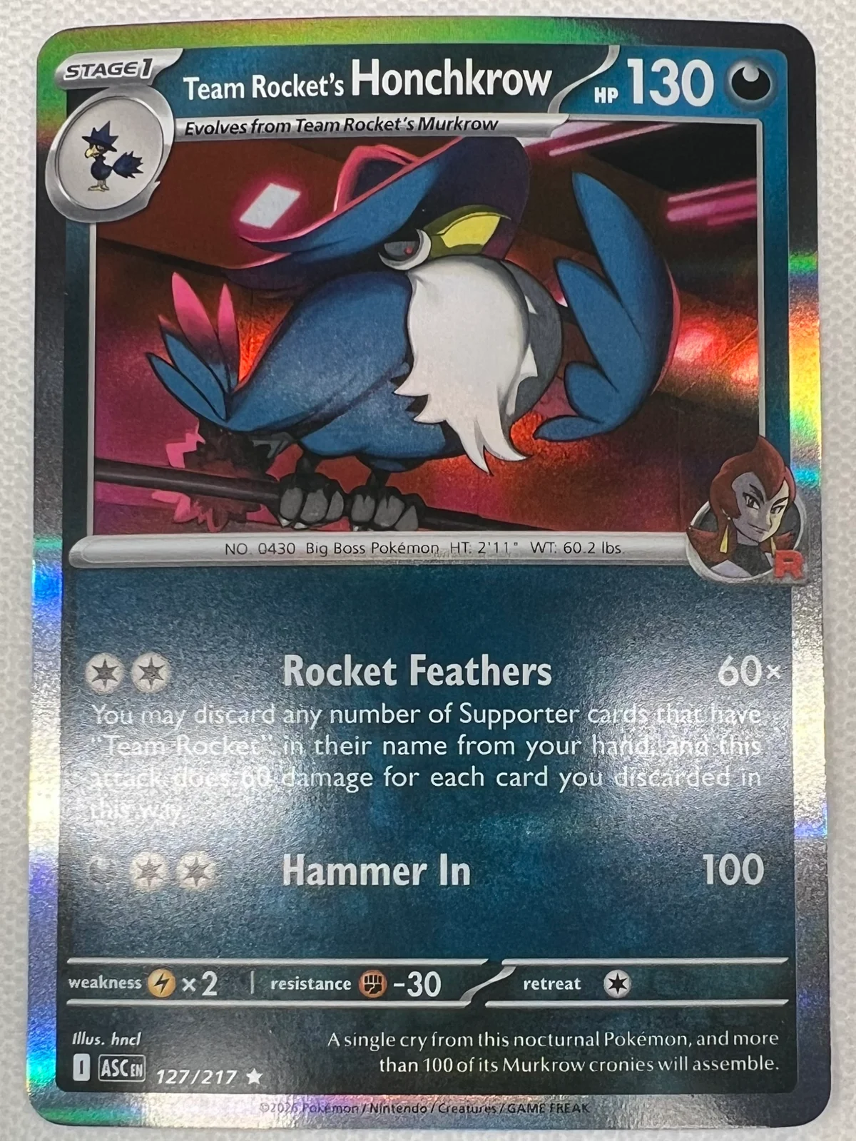 Team Rocket’s Honchkrow #127/217 - Holo